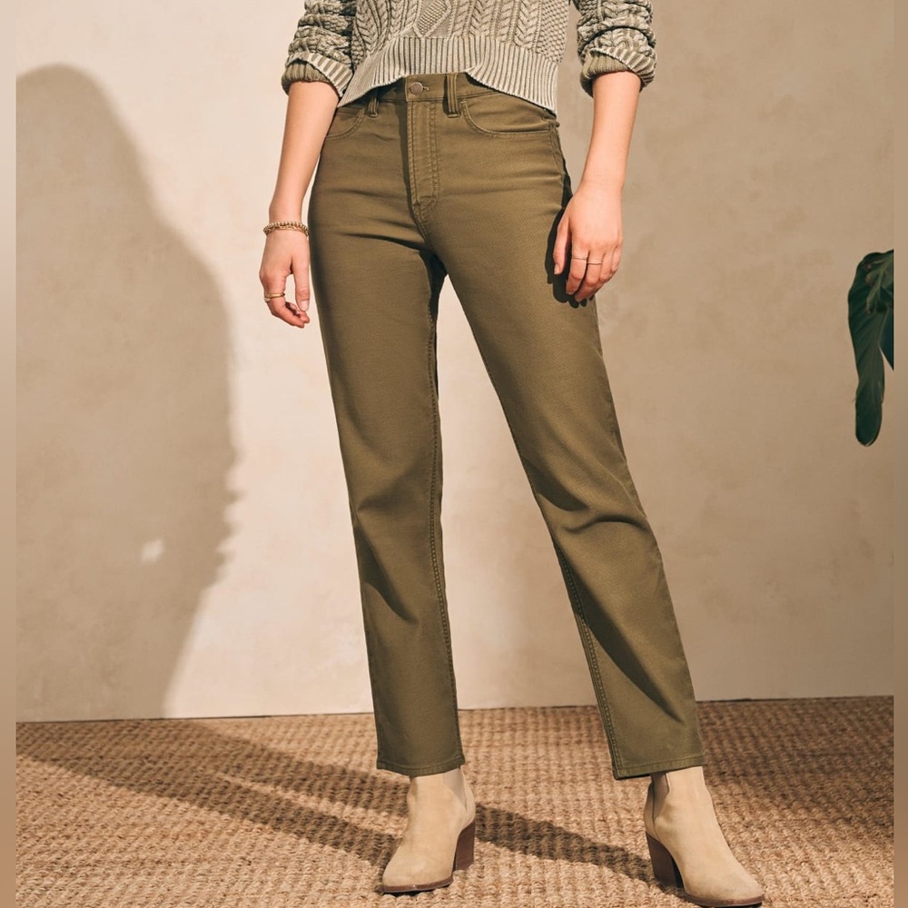 CLEARANCE SALE - FAHERTY STRETCH TERRY 5-POCKET PANT-29-MILITARY OLIVE- LIKE NEW